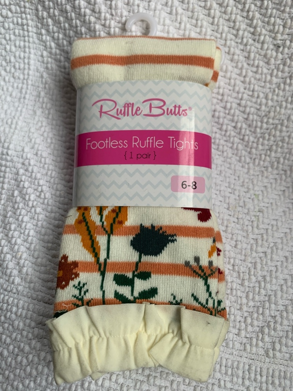 Ruffle Butts Cream Footless Ruffle Tights - Cider stripe floral